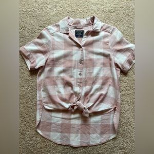 Abercrombie and Fitch like new dusty pink and white plaid shirt, size XS